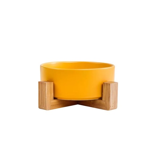 [bol-ceramique-support-bois-animaux] Bol pour Animaux en Céramique avec Support en Bois