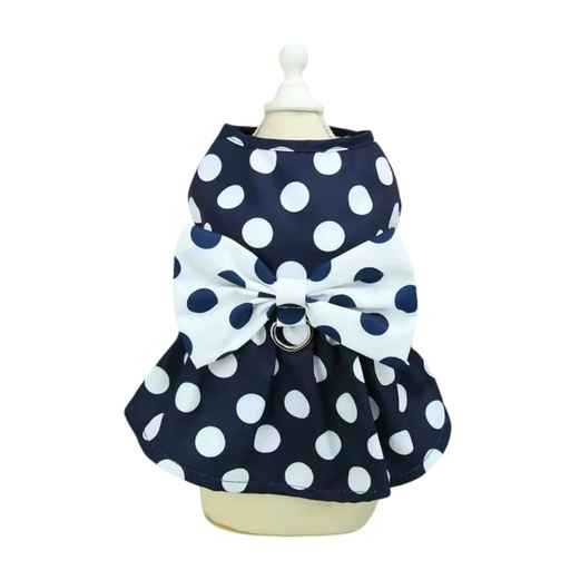 [robe-pois-chien-harnais] Robe à Pois pour Chien avec Harnais – Tenue Été Petit Chien