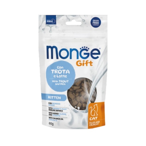 [monge-gift-kitten-crunchy-treats-trout-milk] Friandises croustillantes pour chatons Monge Gift – Truite et lait