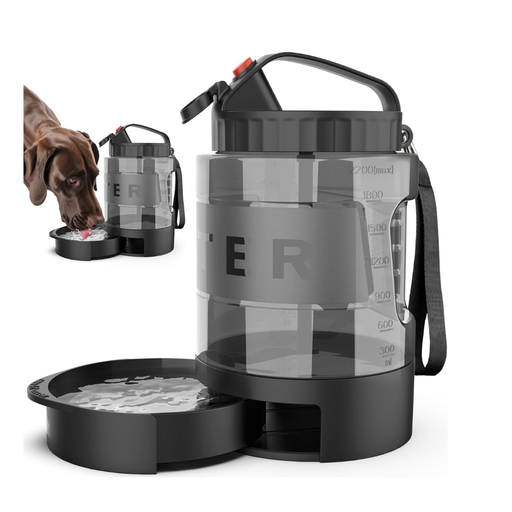 [bouteille-eau-chien-2l] Grande Bouteille d’Eau pour Chien 2,2 L – Distributeur Portable avec Gamelle Intégrée