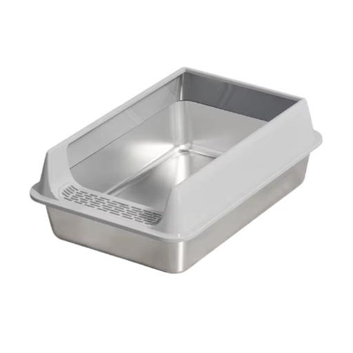 [litiere-chat-inox-grande] Grande Bac à Litière en Inox – Parois Hautes, Durable et Facile à Nettoyer