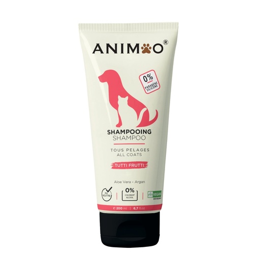 [shampoing-animoo-200ml] Shampoing Animoo – 200ml (Anti-Odeur / Anti-Démangeaisons / Poils Blancs / Poils Noirs / Tous Types de Poils)