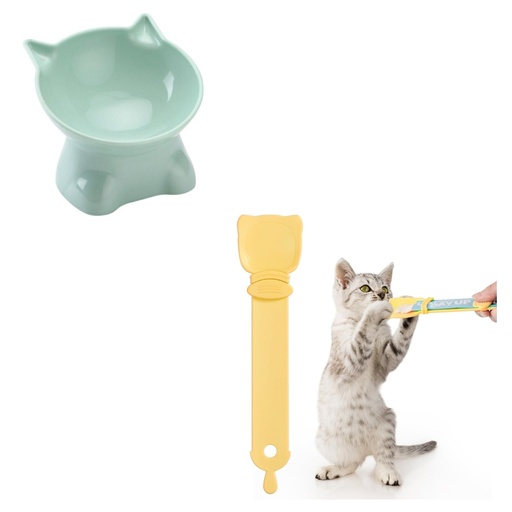 [2581e1b7-685f-46ef-bb5a-903d9ac3f3fa] Ensemble bol incliné + cuillère à friandises