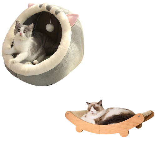 [f57c17b0-43b4-407f-ad53-86ae5583b89f] Lit pour Chat + Griffoir en Bois