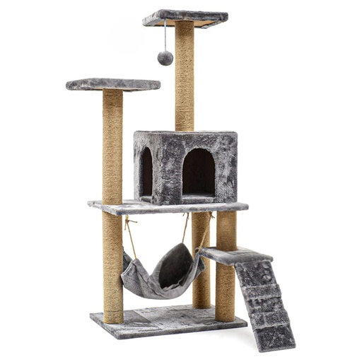 [arbre-chat-bois-moderne] Arbre à chat tour – Griffoir à plusieurs niveaux avec hamac