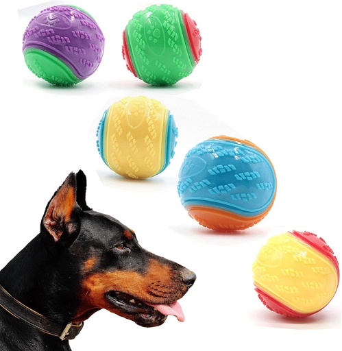 [balle-chien-jouet-caoutchouc] Balle à Mâcher Interactive pour Chien – Jouet Squeaky en Caoutchouc Résistant