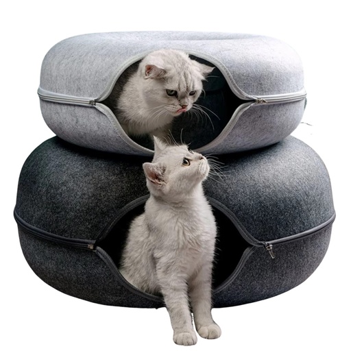 [lit-tunnel-chat] Lit tunnel pour chat – Niche en forme de donut résistante aux rayures, pliable et lavable