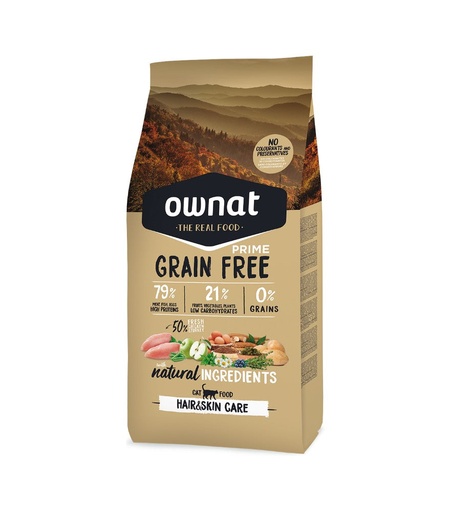 [ownat-grain-free-prime-hair-skin-pour-chat] OWNAT Grain Free PRIME HAIR & SKIN - Pour chats adultes (3 kg)