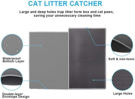 [tapis-litiere-chat-innovant] Tapis de Litière pour Chat – Nid d’Abeille Double Couche