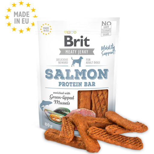 [brit-meat-jerky-snack-salmon-protein-bar-80g] Brit Meat Jerky Snack–Salmon Protein bar (80g)