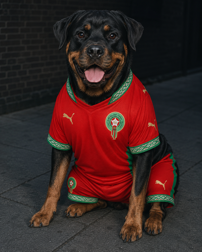 [PWF-MOR-D-M] Maillot Football Maroc pour chien – Édition Lions de l’Atlas – Taille M