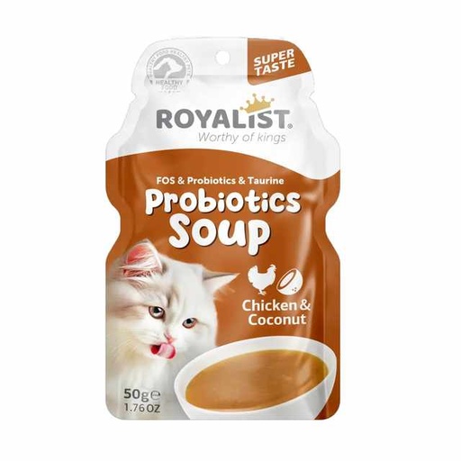 [8682291409872] Royalist cat probiotics soup chicken & coconut 50g