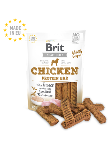 [frais et compléments chiens;"Boutique Chien""] Brit Meat Jerky Snack Barre protéinée Poulet Pour chien adulte 80g