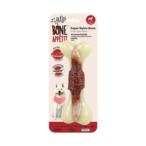 [PM-3D35459157F5] Jouet Pour Chien Bone Appetit – Os en super nylon  Saveur de bœuf infusé AFP