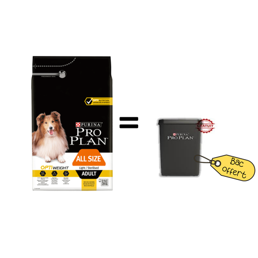 [PM-068D5B8BC645] Promo Purina Pro Plan Toutes Tailles Light / Stérilisés 14 kg + Bac offert