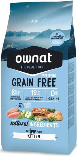 [PI-049] Croquettes pour chatons Ownat Grain Free Prime formulées sans céréales.