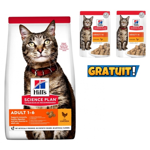 [croquettes-pour-chats-hills-adulte-au-poulet-15-kg-2-pochons-gratuit] Croquettes pour chats HILL’S Adulte , au Poulet 1,5 kg + 2 pochons gratuit