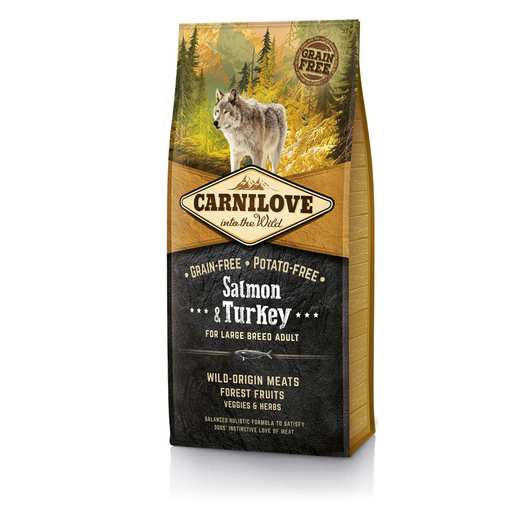 [croquettes-chiens-saumon-dinde-12kg] Croquettes Chiens de grande taille – Saumon & Dinde 12KG