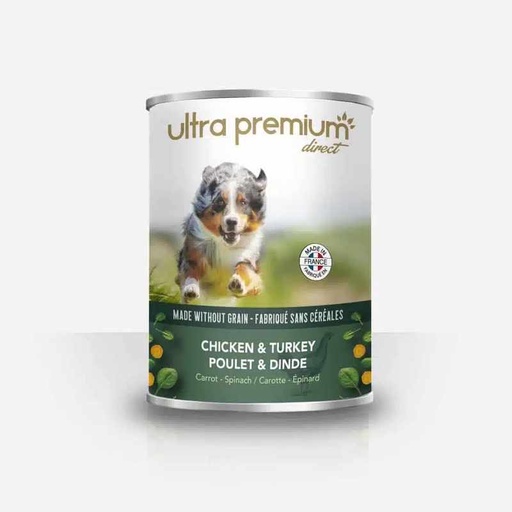 [ultra-premium-terrine-poulet-et-dinde-patee-sans-cereales-400gr] Ultra Premium Terrine poulet et dinde Pâtée sans céréales – 400gr