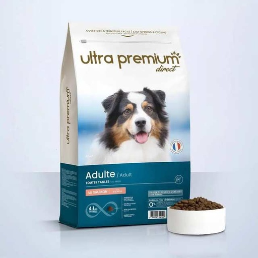[ultra-premium-chien-adulte-toutes-tailles-croquettes-super-premium-saumon-et-riz-12kg] Ultra Premium Chien adulte toutes tailles Croquettes super premium saumon et riz – 12kg