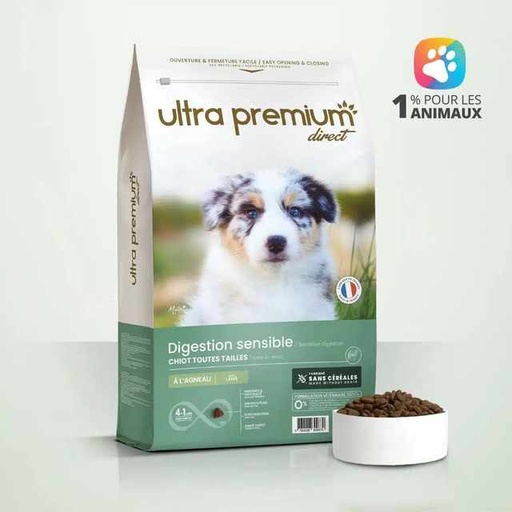 [ultra-premium-chiot-digestion-sensible-toutes-tailles-croquettes-sans-cereales-12kg] Ultra Premium Chiot digestion sensible toutes tailles Croquettes sans céréales – 12kg