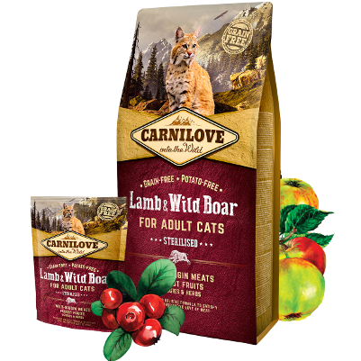 Carnilove Croquettes Cat Sterilised Lamb and Wild Boar (Chat sétrilisé Agneau et Sanglier) 2kg | 6kg - 6kg